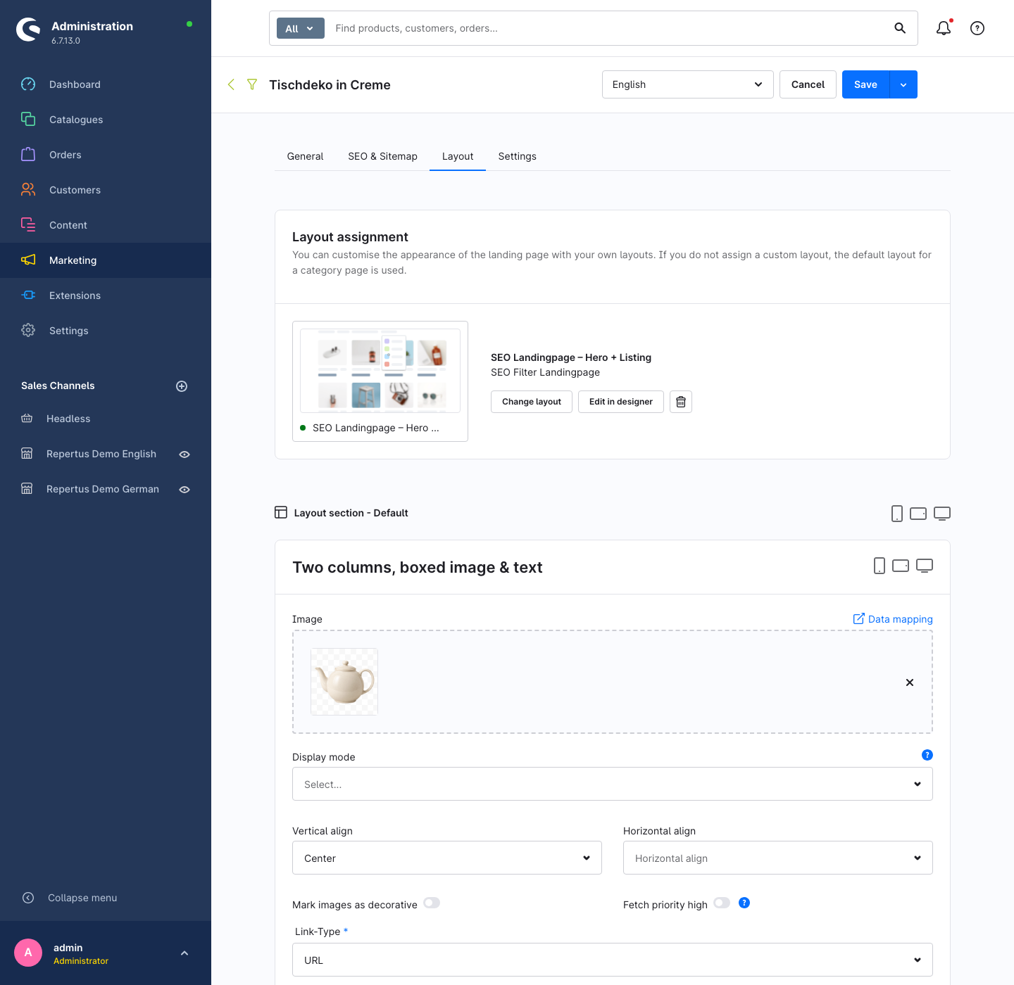 Layout tab