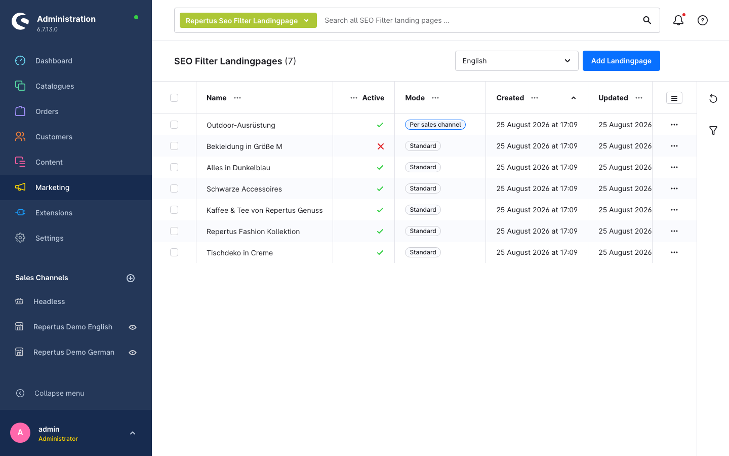 Landing page overview