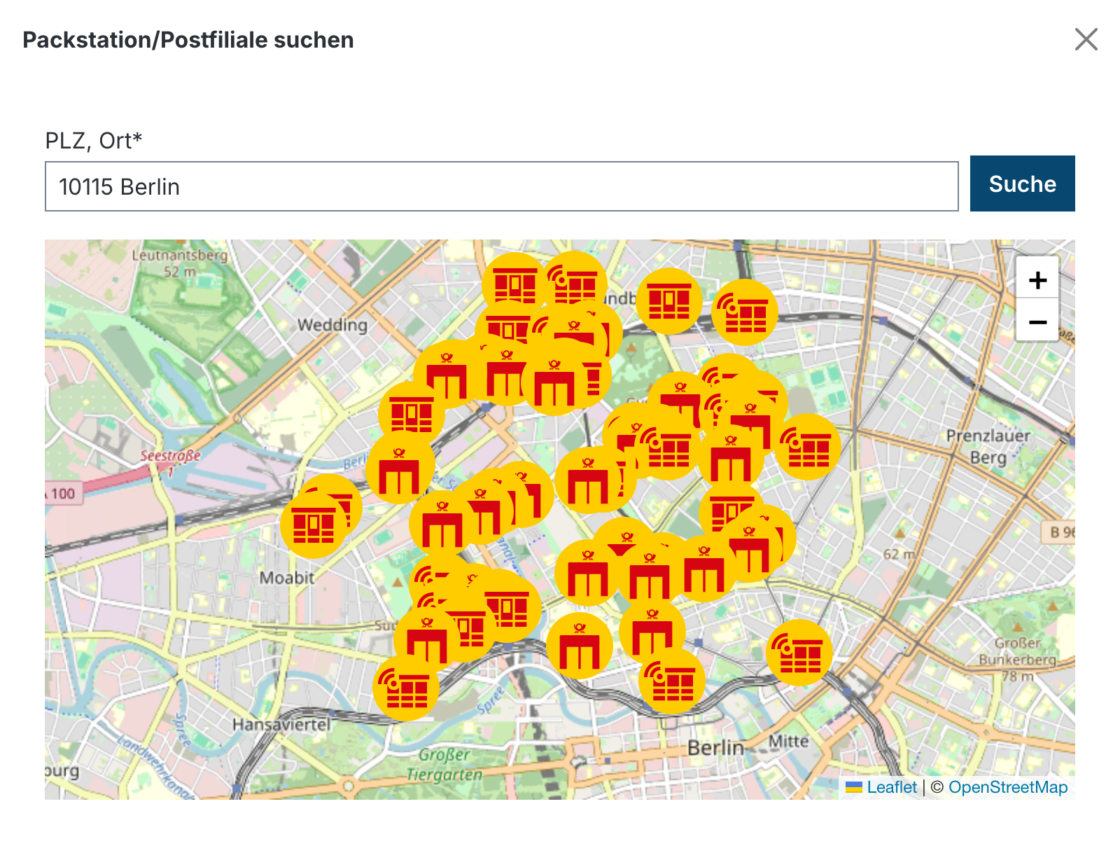 Suche mit Karte